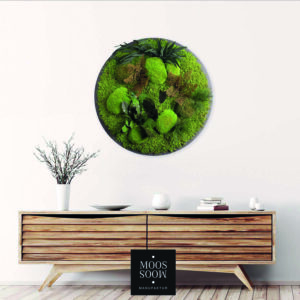 Modern interior with wooden dresser 3d rendering